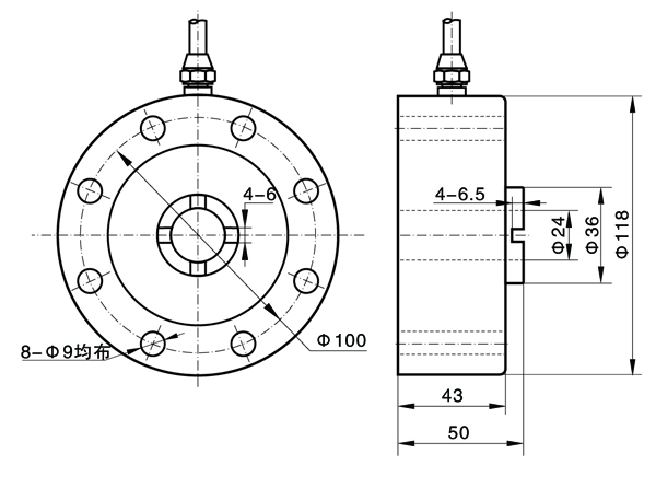 HDW207C轮幅式测力传感器尺寸